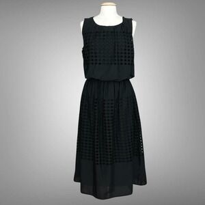 Jennifer & Grace Womens Dress M 2 Pc Black Eyelet Midi Boho Peasant Dark Cottage